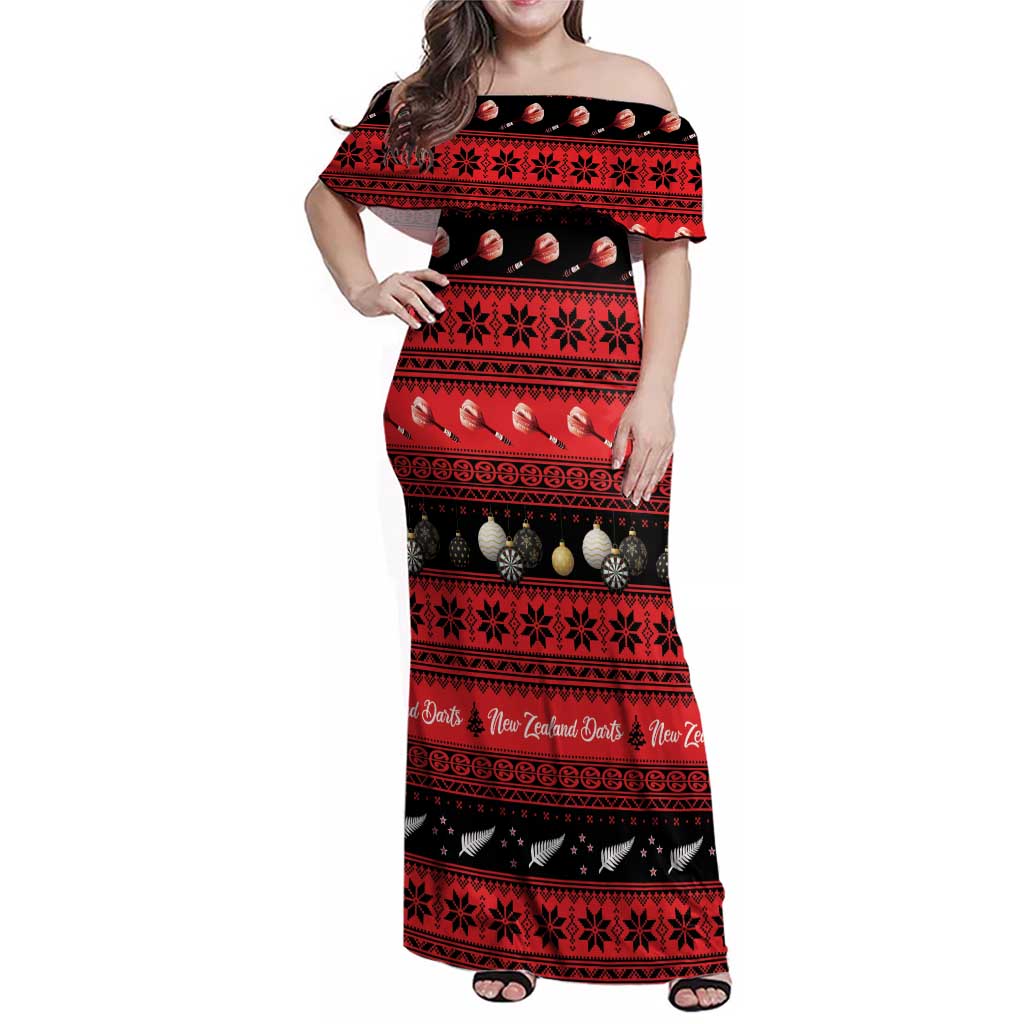 New Zealand Darts Christmas Family Matching Off Shoulder Maxi Dress and Hawaiian Shirt Merry Xmas Aotearoa Maori Red - Vibe Hoodie