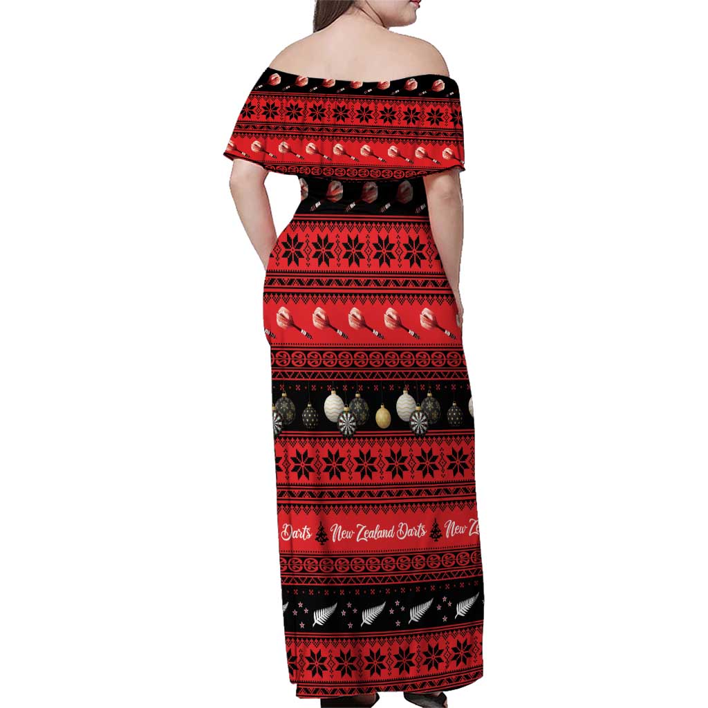 New Zealand Darts Christmas Family Matching Off Shoulder Maxi Dress and Hawaiian Shirt Merry Xmas Aotearoa Maori Red - Vibe Hoodie