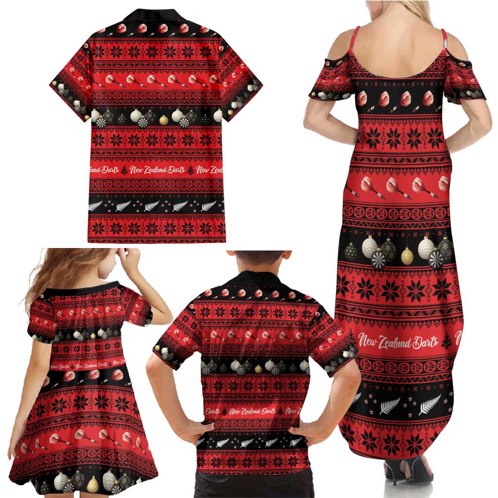 New Zealand Darts Christmas Family Matching Summer Maxi Dress and Hawaiian Shirt Merry Xmas Aotearoa Maori Red - Vibe Hoodie