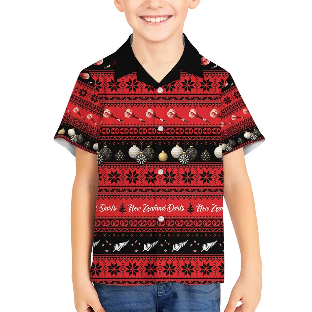New Zealand Darts Christmas Family Matching Summer Maxi Dress and Hawaiian Shirt Merry Xmas Aotearoa Maori Red - Vibe Hoodie