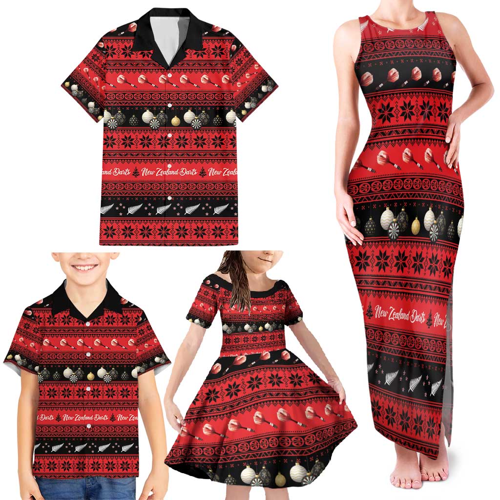 New Zealand Darts Christmas Family Matching Tank Maxi Dress and Hawaiian Shirt Merry Xmas Aotearoa Maori Red - Vibe Hoodie