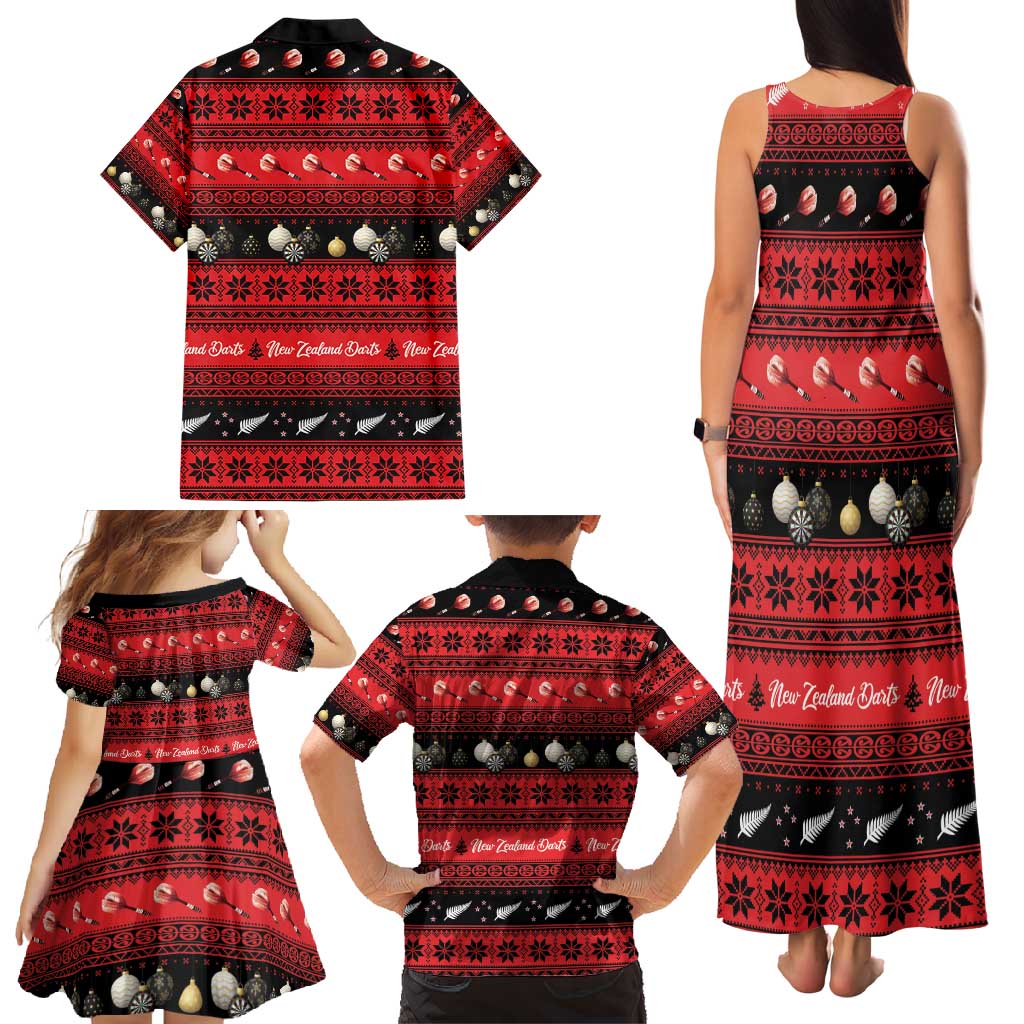 New Zealand Darts Christmas Family Matching Tank Maxi Dress and Hawaiian Shirt Merry Xmas Aotearoa Maori Red - Vibe Hoodie