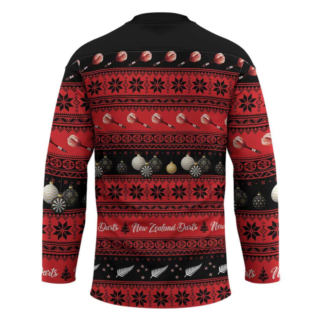 New Zealand Darts Christmas Hockey Jersey Merry Xmas Aotearoa Maori Red - Vibe Hoodie