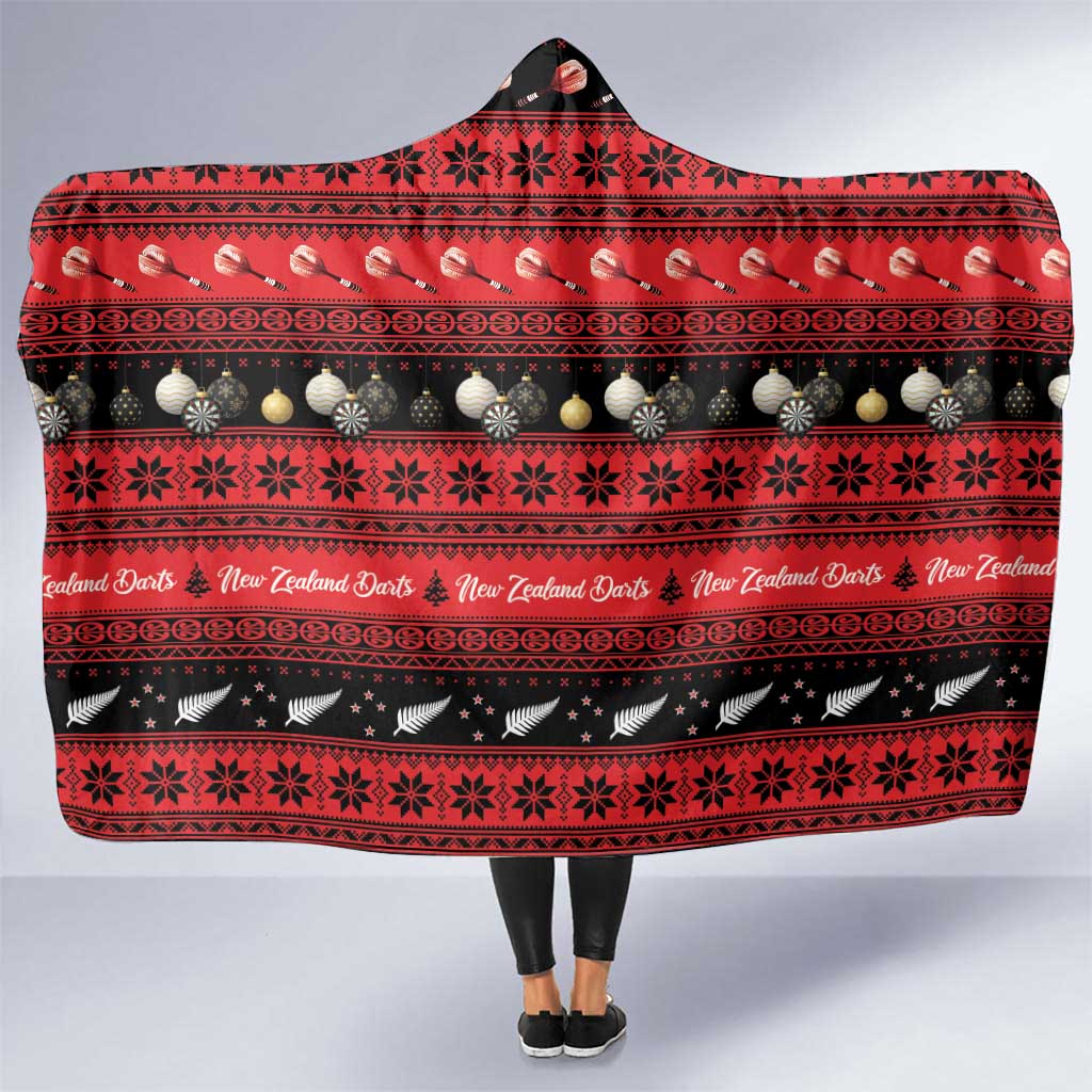 New Zealand Darts Christmas Hooded Blanket Merry Xmas Aotearoa Maori Red - Vibe Hoodie