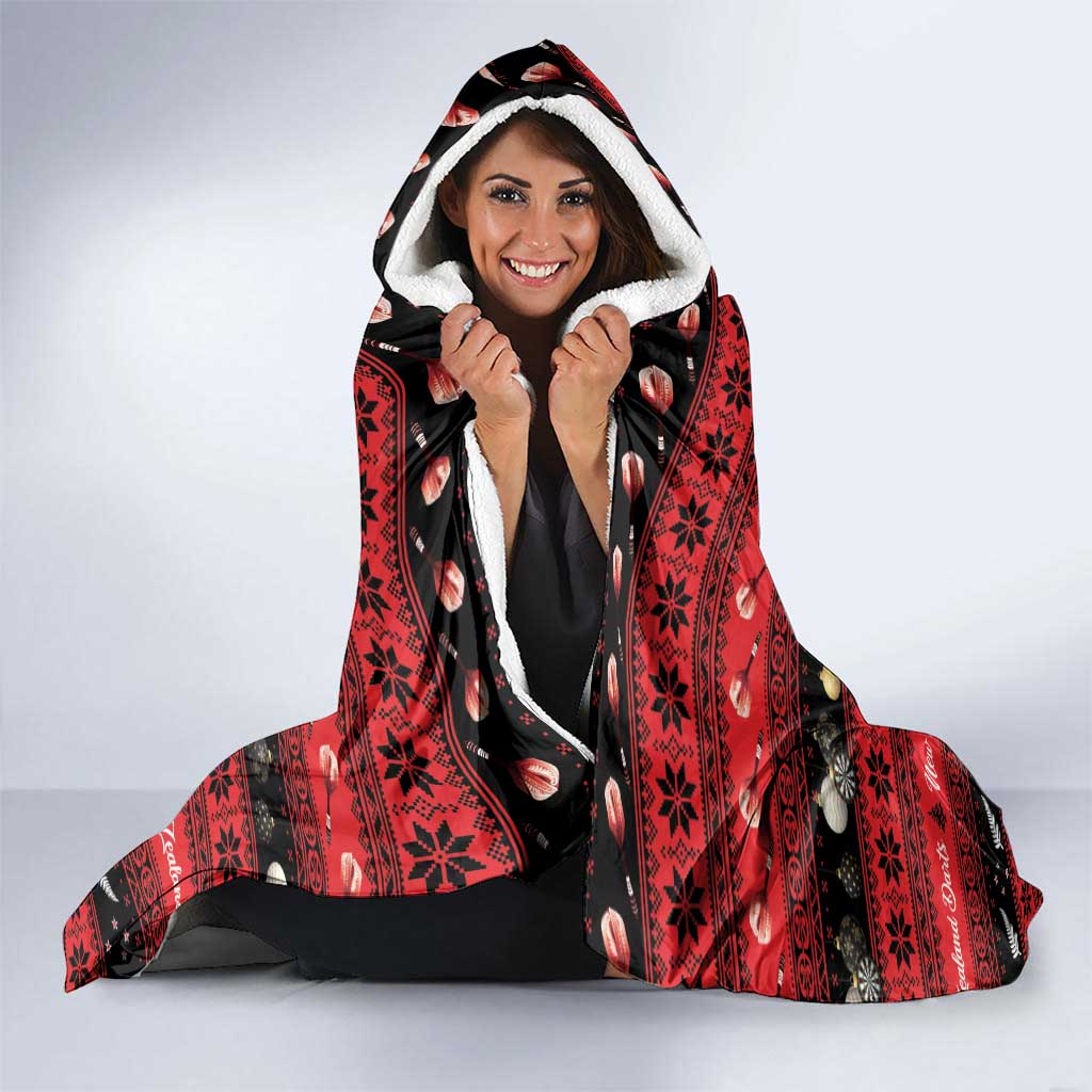 New Zealand Darts Christmas Hooded Blanket Merry Xmas Aotearoa Maori Red - Vibe Hoodie