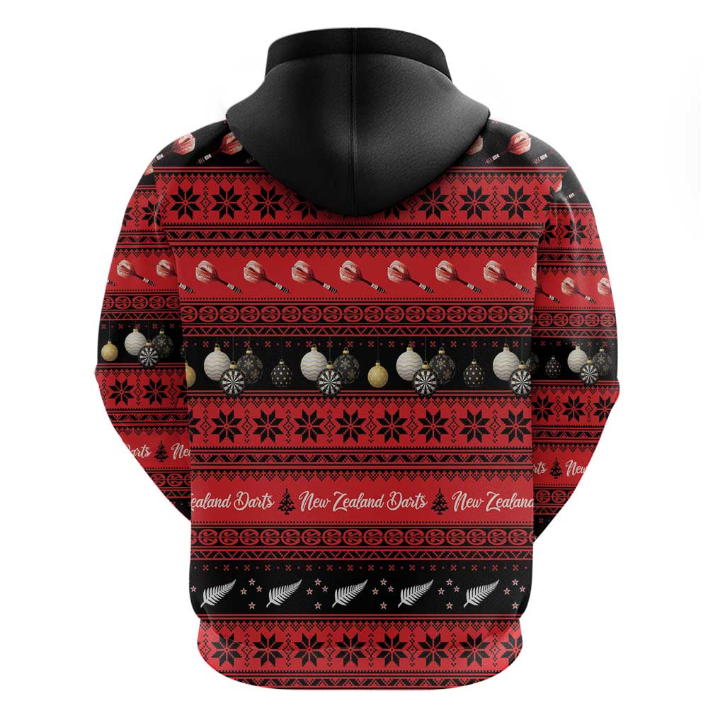 New Zealand Darts Christmas Hoodie Merry Xmas Aotearoa Maori Red - Vibe Hoodie