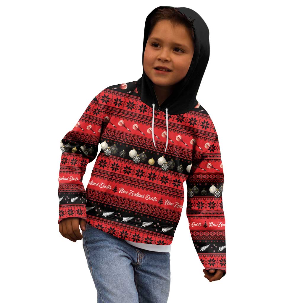 New Zealand Darts Christmas Kid Hoodie Merry Xmas Aotearoa Maori Red - Vibe Hoodie