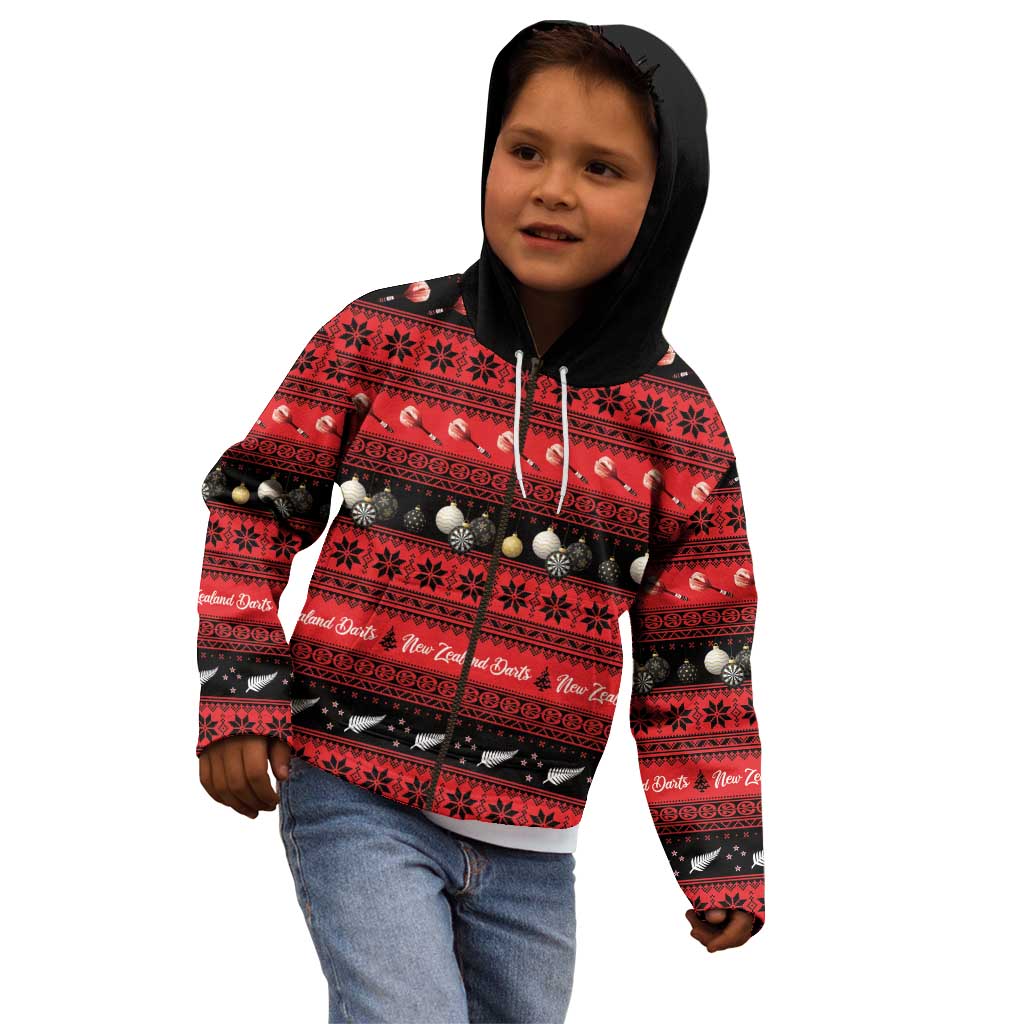 New Zealand Darts Christmas Kid Hoodie Merry Xmas Aotearoa Maori Red - Vibe Hoodie