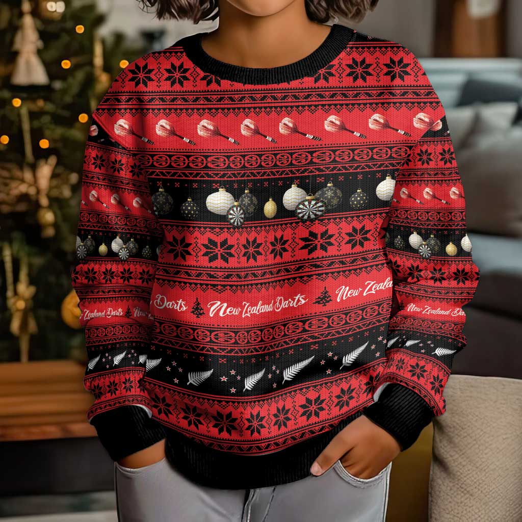 New Zealand Darts Christmas Kid Ugly Christmas Sweater Merry Xmas Aotearoa Maori Red - Vibe Hoodie