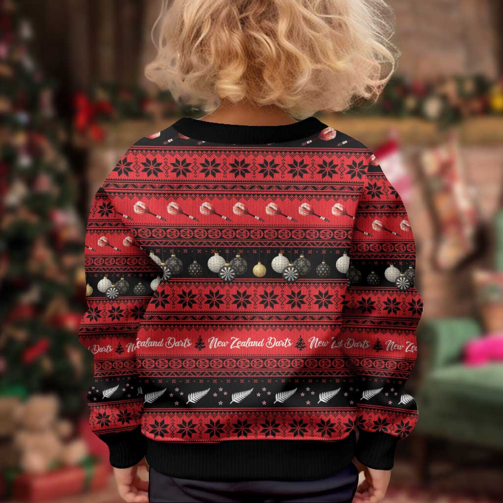 New Zealand Darts Christmas Kid Ugly Christmas Sweater Merry Xmas Aotearoa Maori Red - Vibe Hoodie
