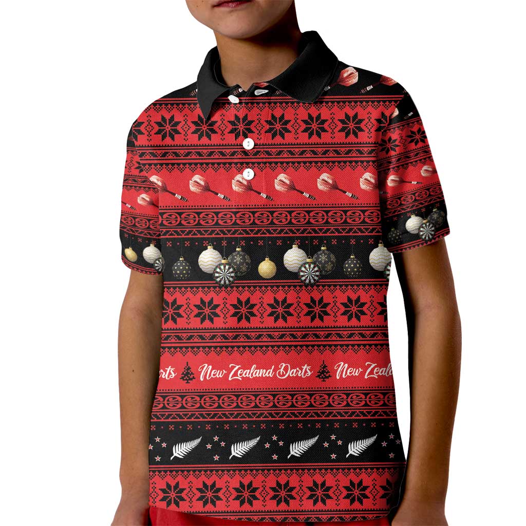 New Zealand Darts Christmas Kid Polo Shirt Merry Xmas Aotearoa Maori Red - Vibe Hoodie