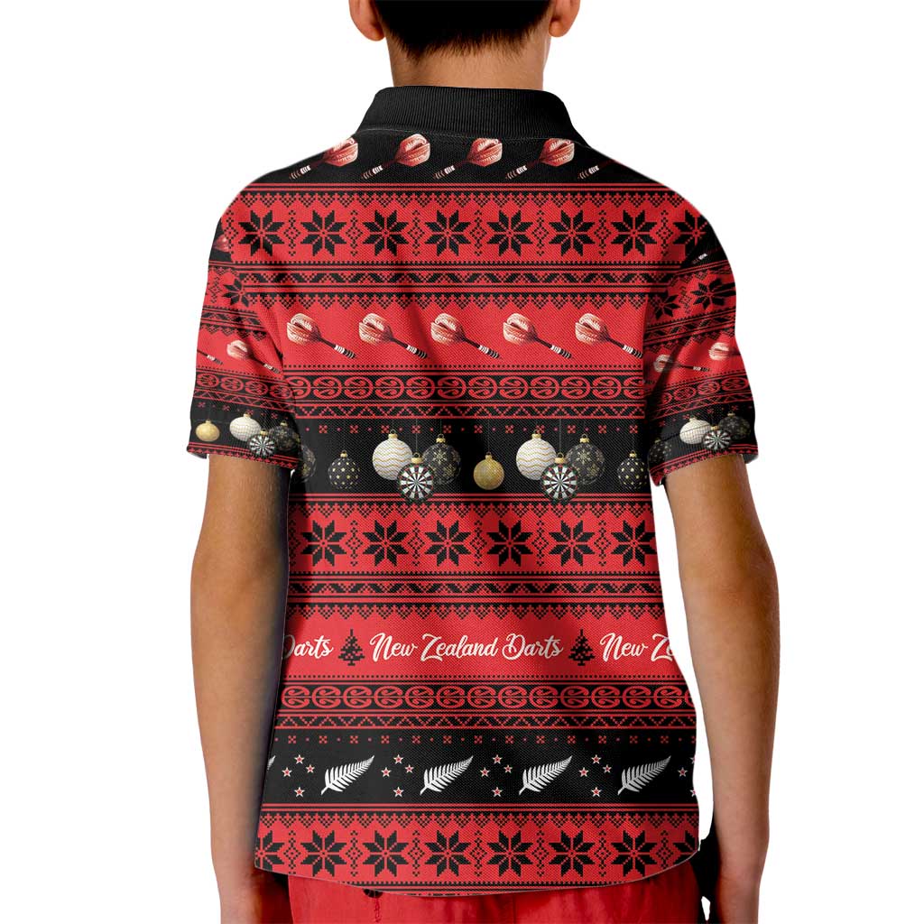 New Zealand Darts Christmas Kid Polo Shirt Merry Xmas Aotearoa Maori Red - Vibe Hoodie