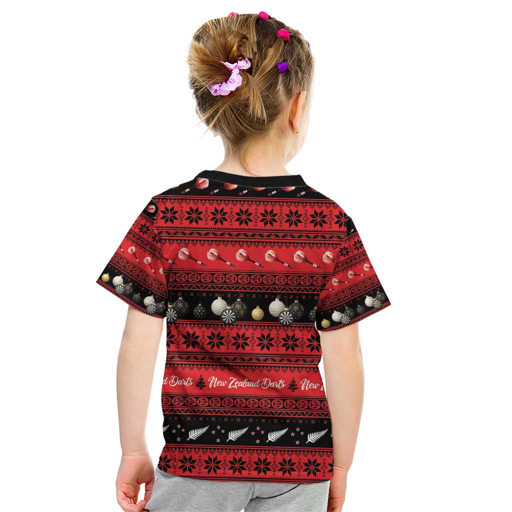 New Zealand Darts Christmas Kid T Shirt Merry Xmas Aotearoa Maori Red - Vibe Hoodie