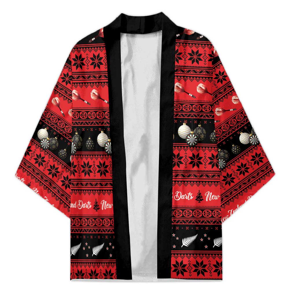 New Zealand Darts Christmas Kimono Merry Xmas Aotearoa Maori Red - Vibe Hoodie