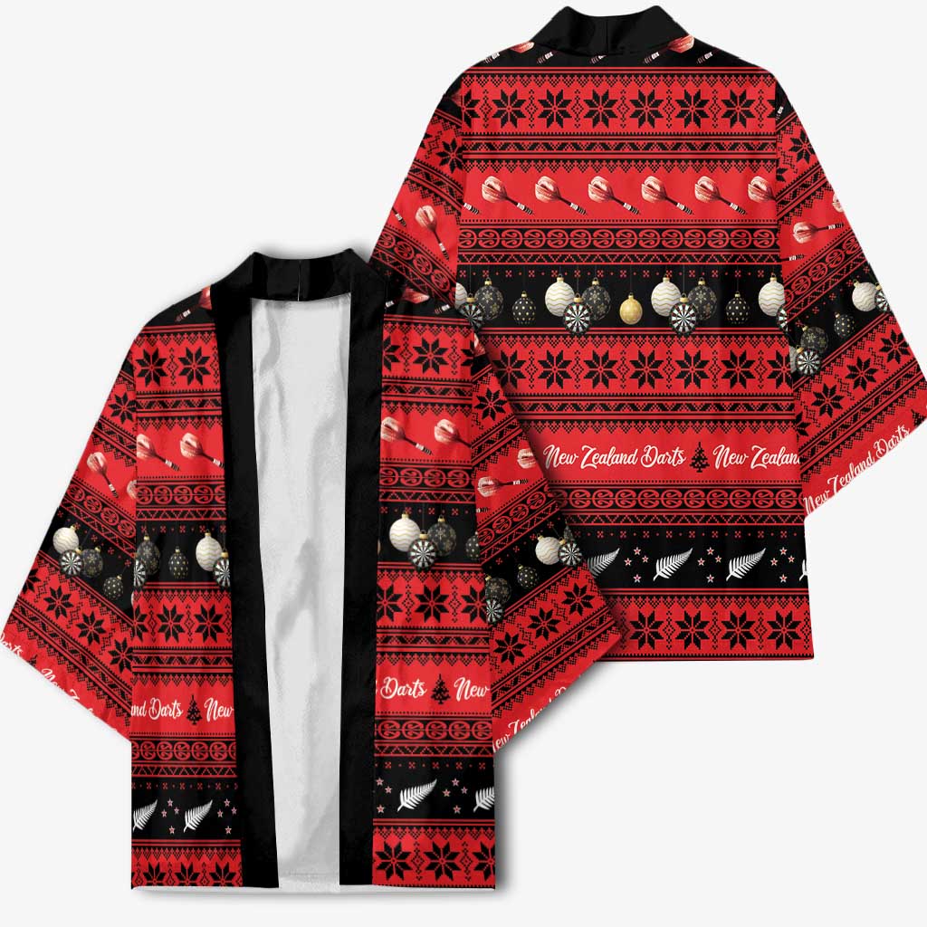 New Zealand Darts Christmas Kimono Merry Xmas Aotearoa Maori Red - Vibe Hoodie