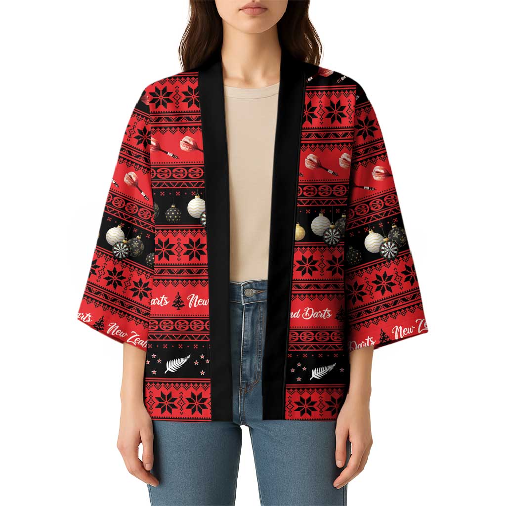 New Zealand Darts Christmas Kimono Merry Xmas Aotearoa Maori Red - Vibe Hoodie