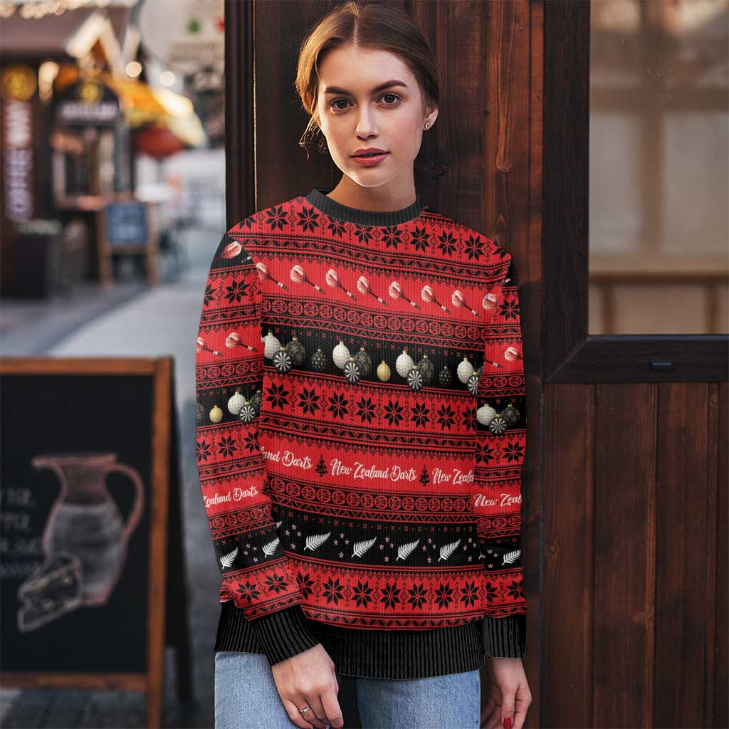 New Zealand Darts Christmas Ugly Christmas Sweater Merry Xmas Aotearoa Maori Red - Vibe Hoodie