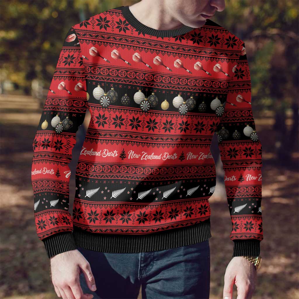 New Zealand Darts Christmas Ugly Christmas Sweater Merry Xmas Aotearoa Maori Red - Vibe Hoodie