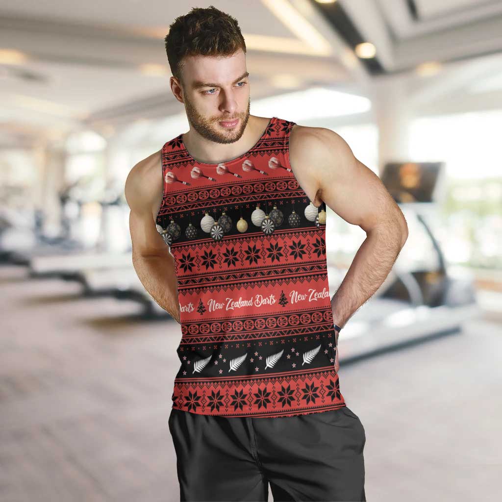 New Zealand Darts Christmas Men Tank Top Merry Xmas Aotearoa Maori Red - Vibe Hoodie