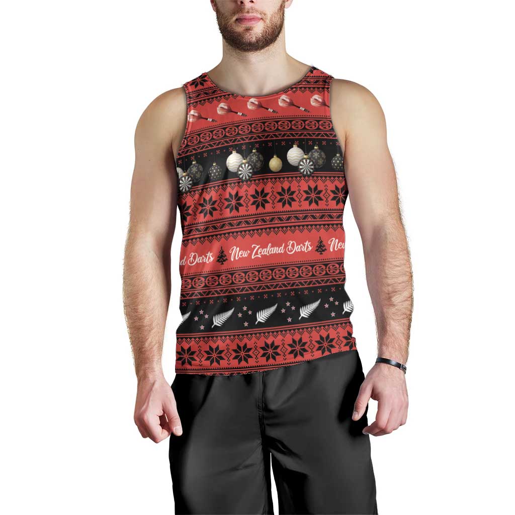 New Zealand Darts Christmas Men Tank Top Merry Xmas Aotearoa Maori Red - Vibe Hoodie
