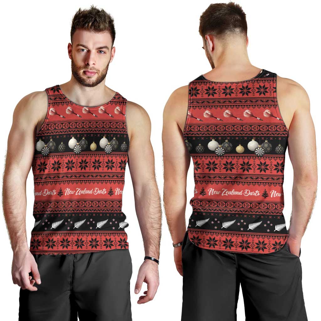 New Zealand Darts Christmas Men Tank Top Merry Xmas Aotearoa Maori Red - Vibe Hoodie