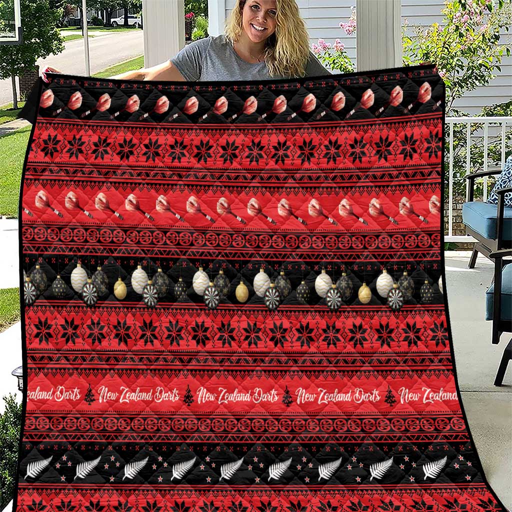 New Zealand Darts Christmas Quilt Merry Xmas Aotearoa Maori Red - Vibe Hoodie
