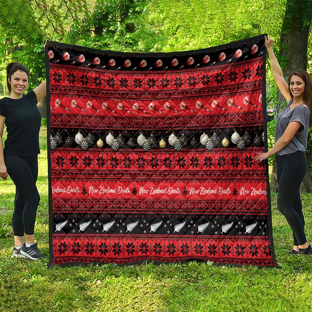 New Zealand Darts Christmas Quilt Merry Xmas Aotearoa Maori Red - Vibe Hoodie