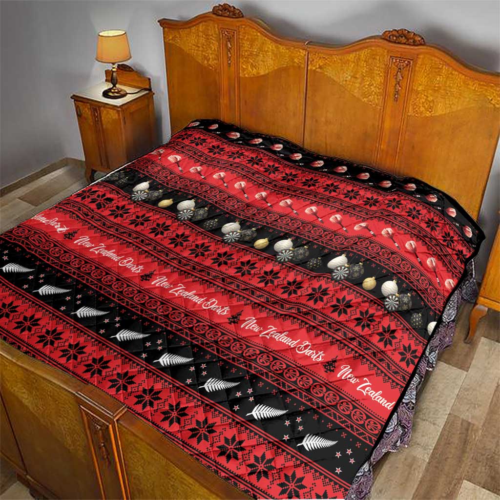 New Zealand Darts Christmas Quilt Merry Xmas Aotearoa Maori Red - Vibe Hoodie