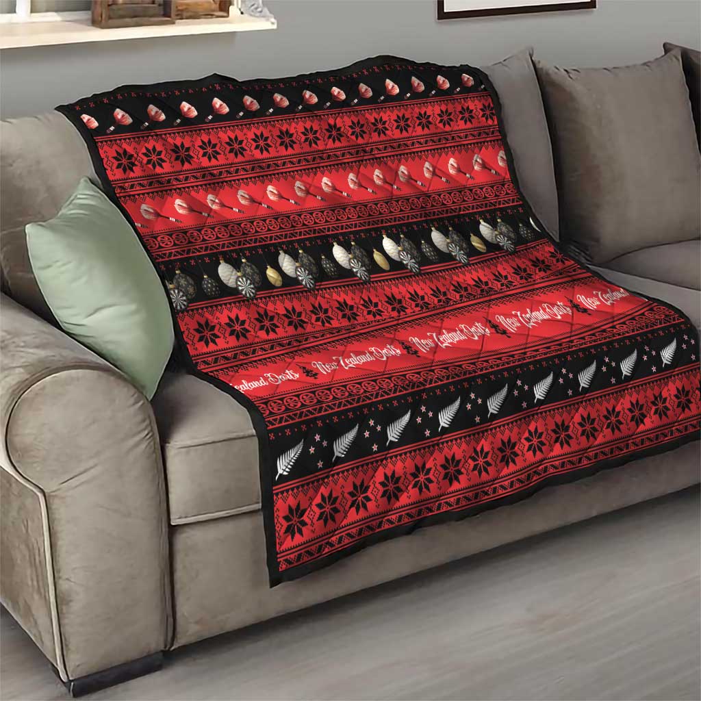 New Zealand Darts Christmas Quilt Merry Xmas Aotearoa Maori Red - Vibe Hoodie