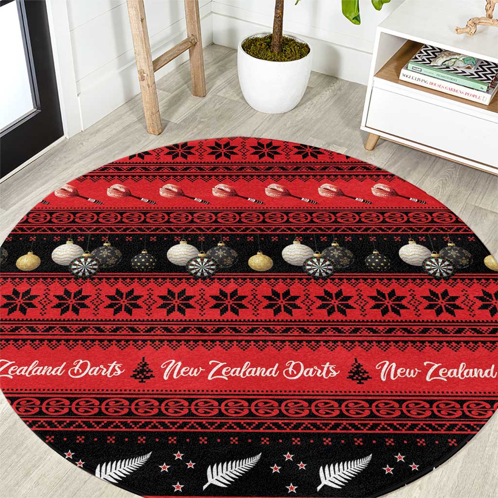 New Zealand Darts Christmas Round Carpet Merry Xmas Aotearoa Maori Red - Vibe Hoodie