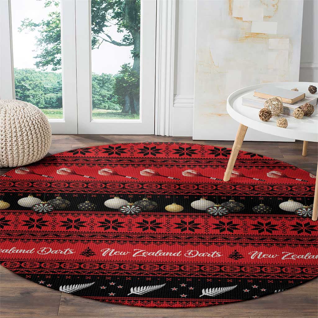 New Zealand Darts Christmas Round Carpet Merry Xmas Aotearoa Maori Red - Vibe Hoodie