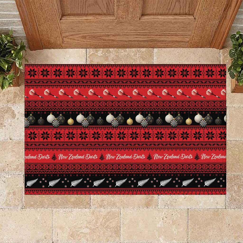 New Zealand Darts Christmas Rubber Doormat Merry Xmas Aotearoa Maori Red - Vibe Hoodie