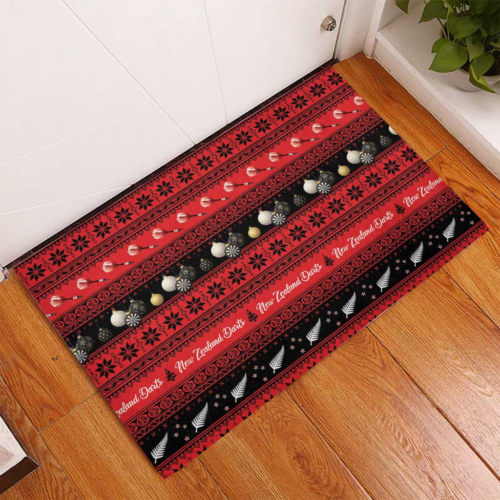 New Zealand Darts Christmas Rubber Doormat Merry Xmas Aotearoa Maori Red - Vibe Hoodie