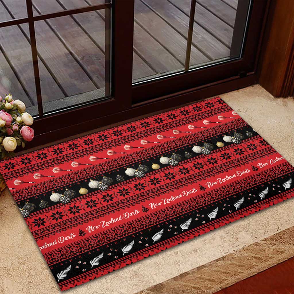 New Zealand Darts Christmas Rubber Doormat Merry Xmas Aotearoa Maori Red - Vibe Hoodie