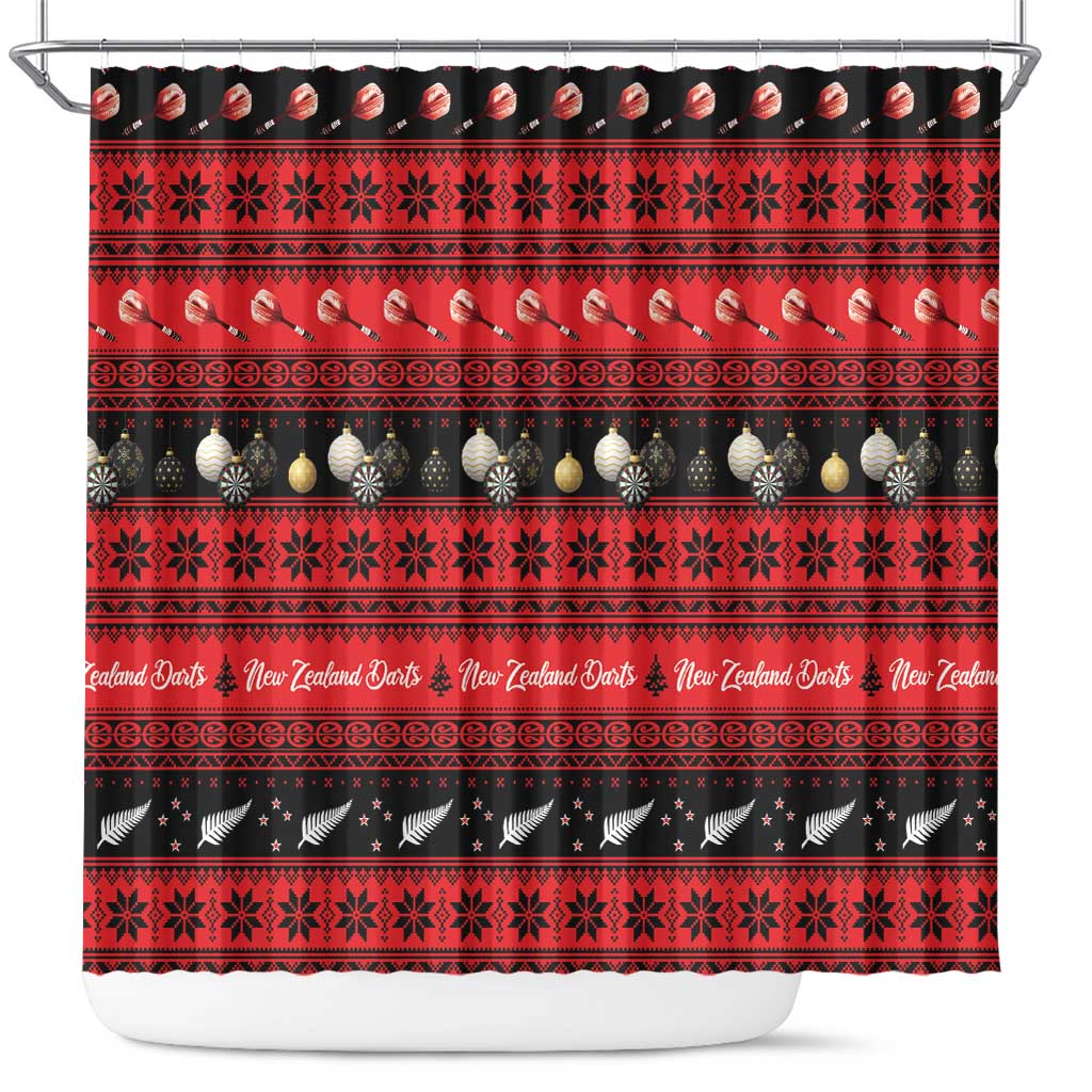New Zealand Darts Christmas Shower Curtain Merry Xmas Aotearoa Maori Red - Vibe Hoodie