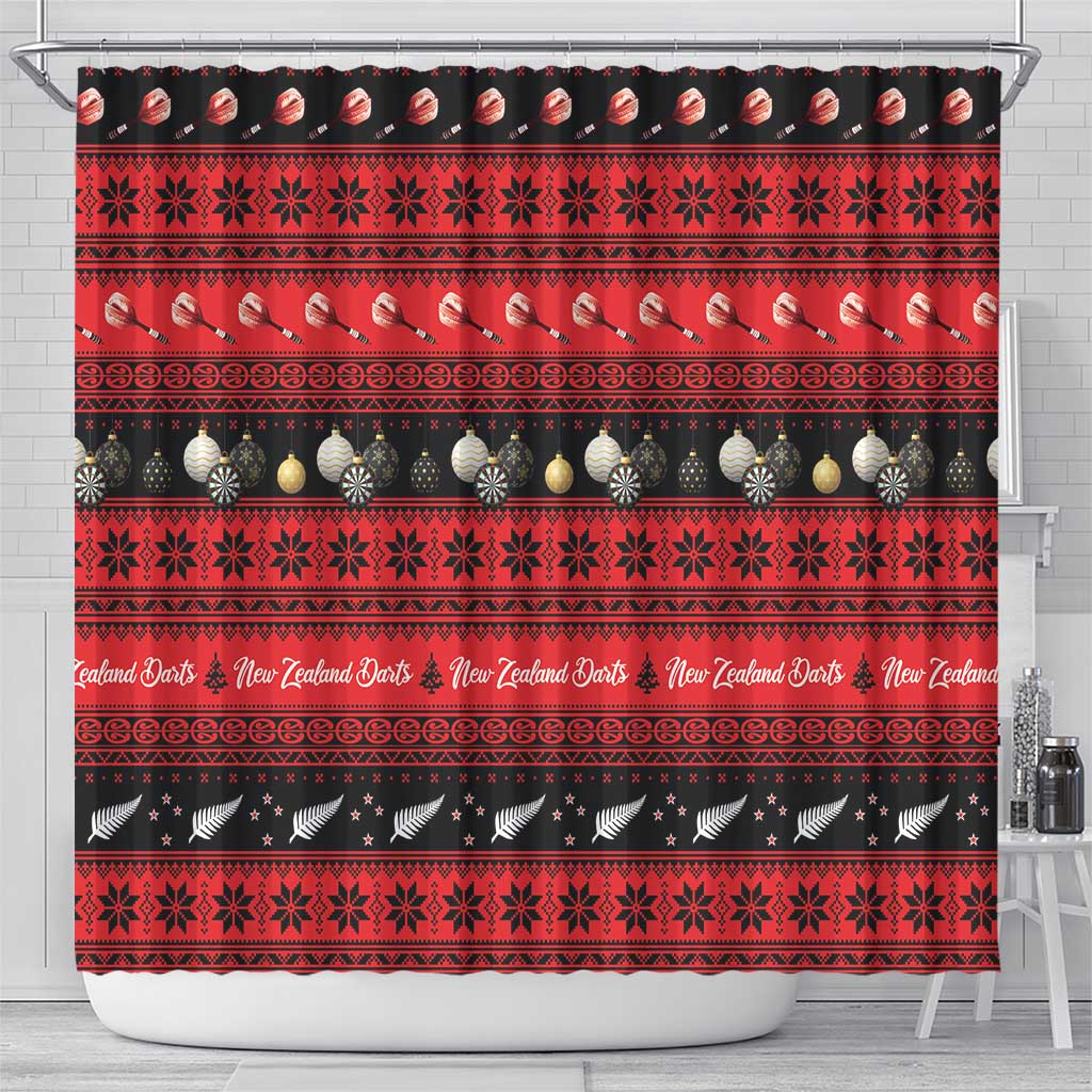 New Zealand Darts Christmas Shower Curtain Merry Xmas Aotearoa Maori Red - Vibe Hoodie