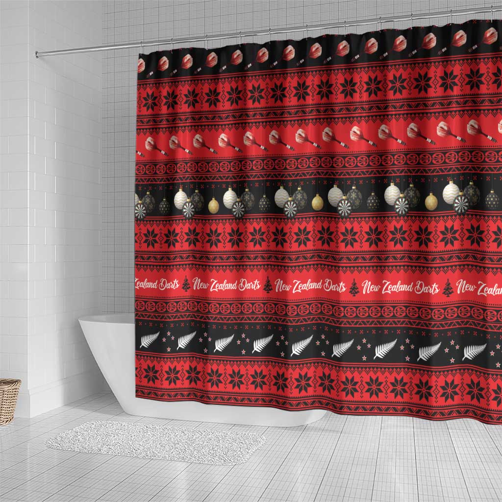 New Zealand Darts Christmas Shower Curtain Merry Xmas Aotearoa Maori Red - Vibe Hoodie