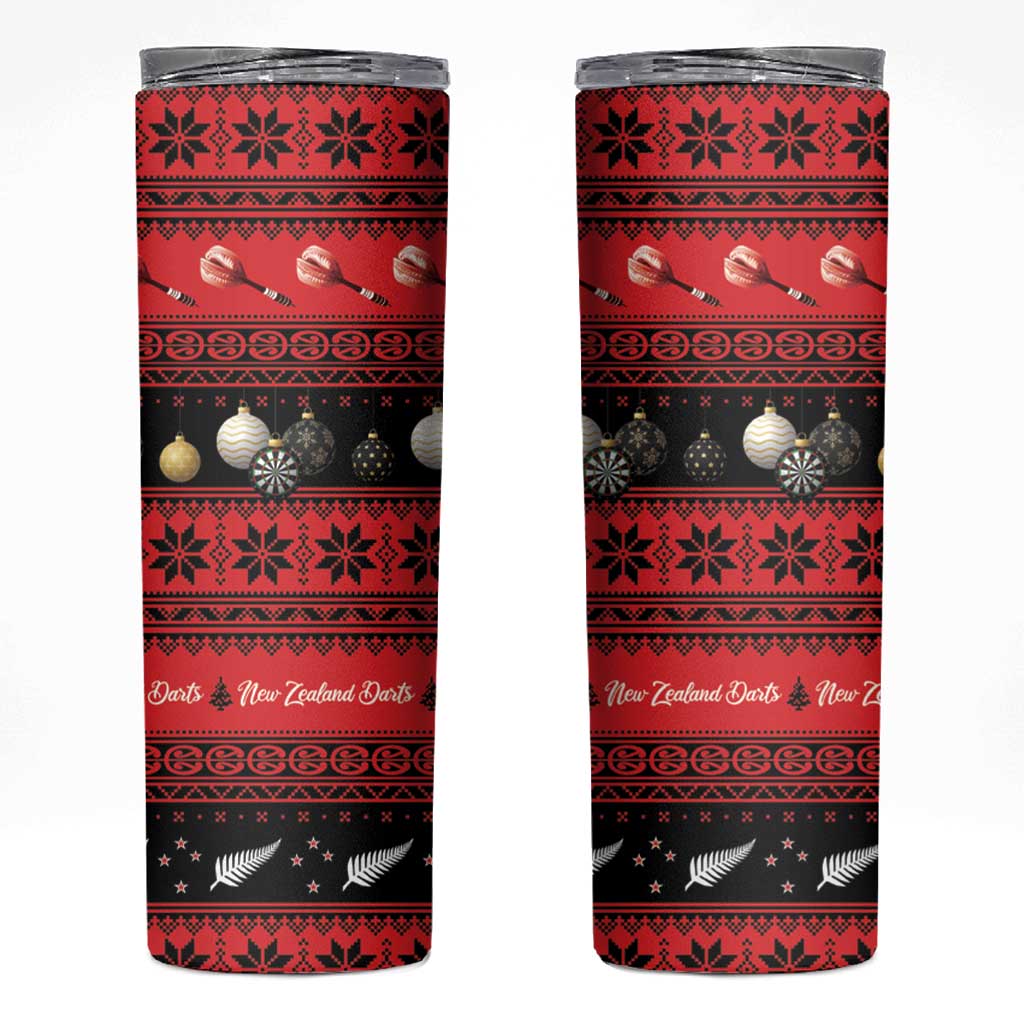 New Zealand Darts Christmas Skinny Tumbler Merry Xmas Aotearoa Maori Red - Vibe Hoodie