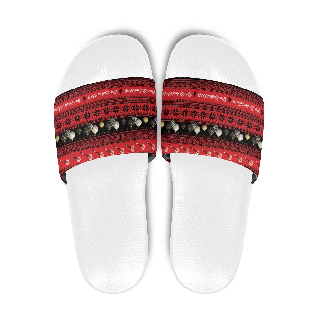 New Zealand Darts Christmas Slide Sandals Merry Xmas Aotearoa Maori Red - Vibe Hoodie