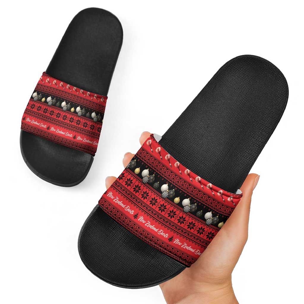 New Zealand Darts Christmas Slide Sandals Merry Xmas Aotearoa Maori Red - Vibe Hoodie