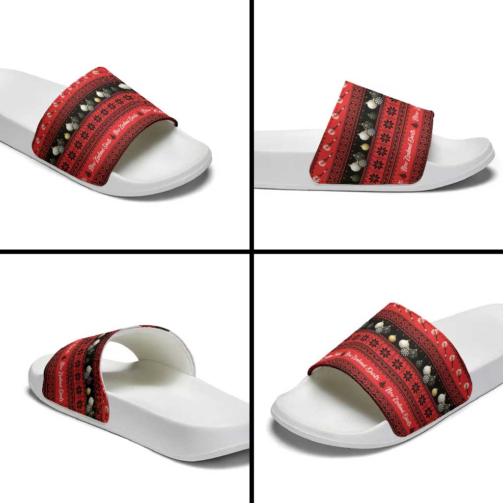 New Zealand Darts Christmas Slide Sandals Merry Xmas Aotearoa Maori Red - Vibe Hoodie