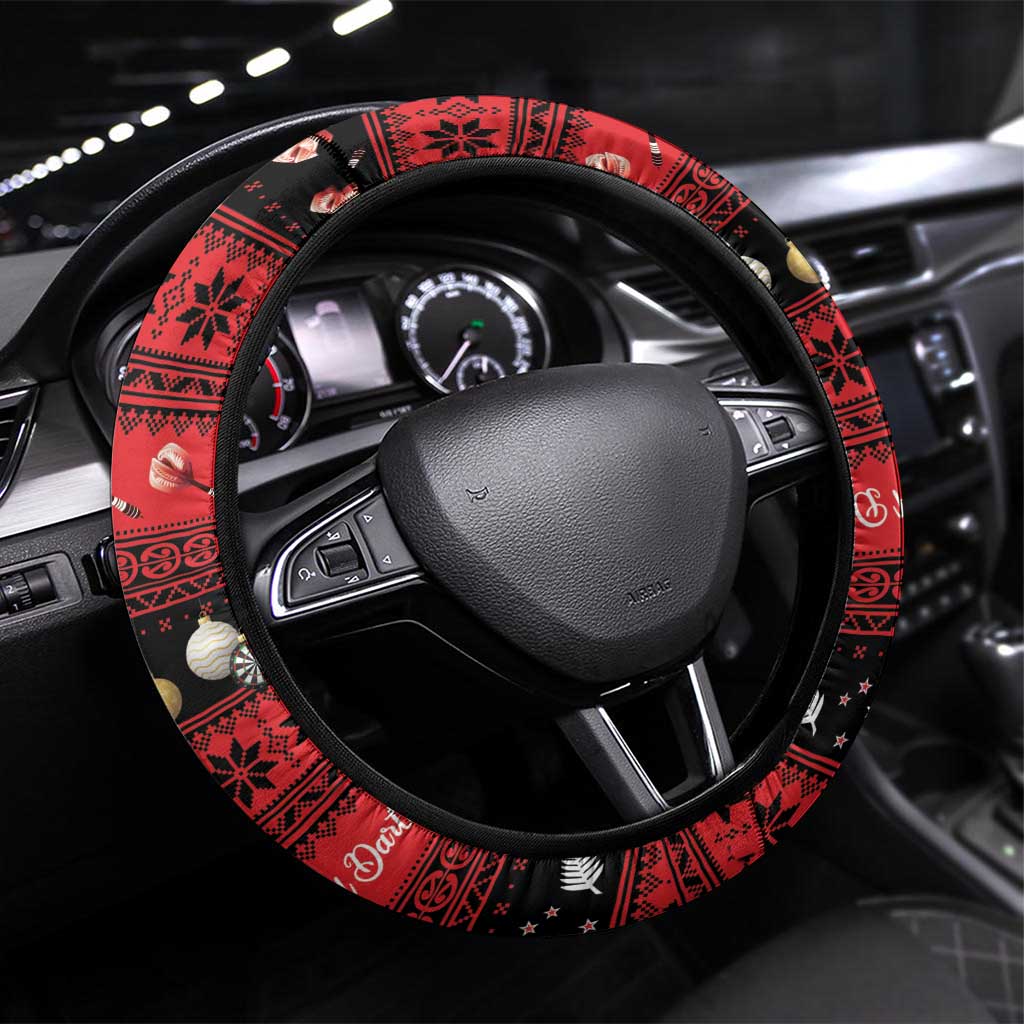 New Zealand Darts Christmas Steering Wheel Cover Merry Xmas Aotearoa Maori Red - Vibe Hoodie
