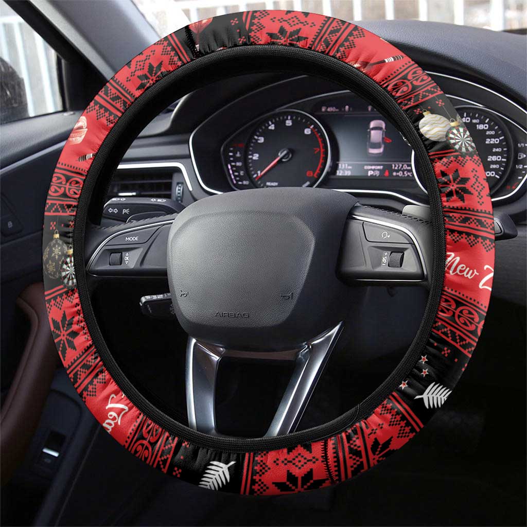 New Zealand Darts Christmas Steering Wheel Cover Merry Xmas Aotearoa Maori Red - Vibe Hoodie