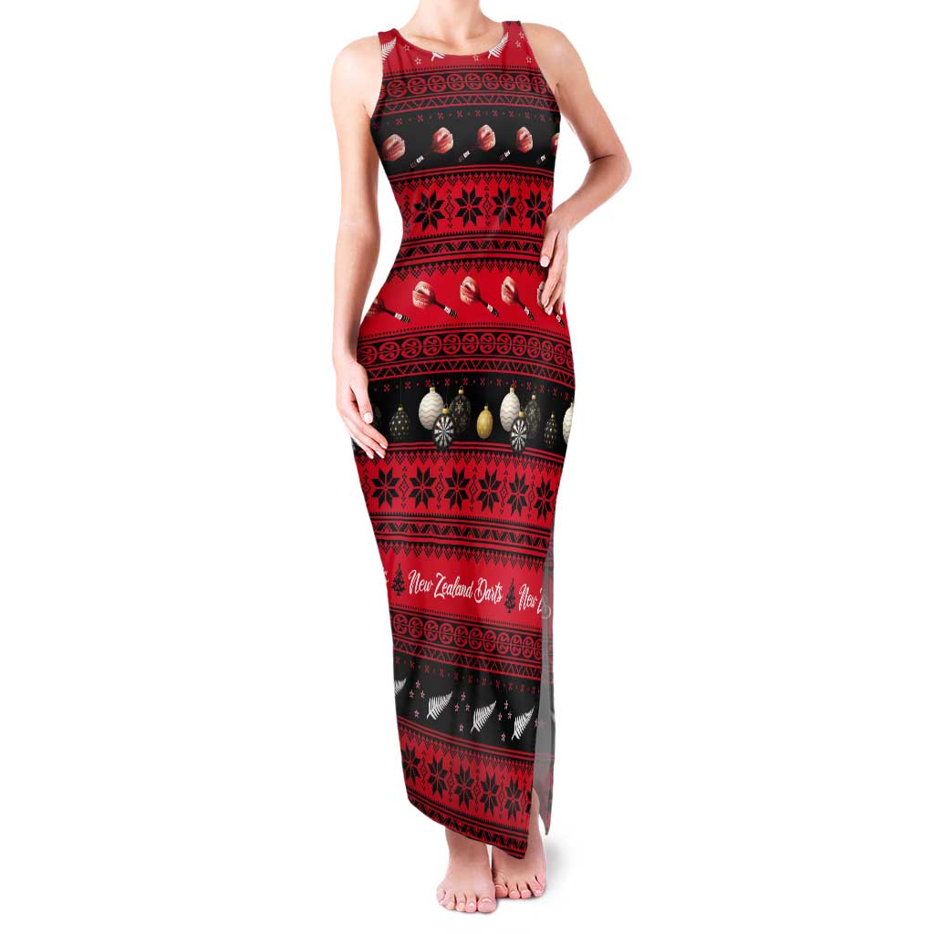 New Zealand Darts Christmas Tank Maxi Dress Merry Xmas Aotearoa Maori Red - Vibe Hoodie