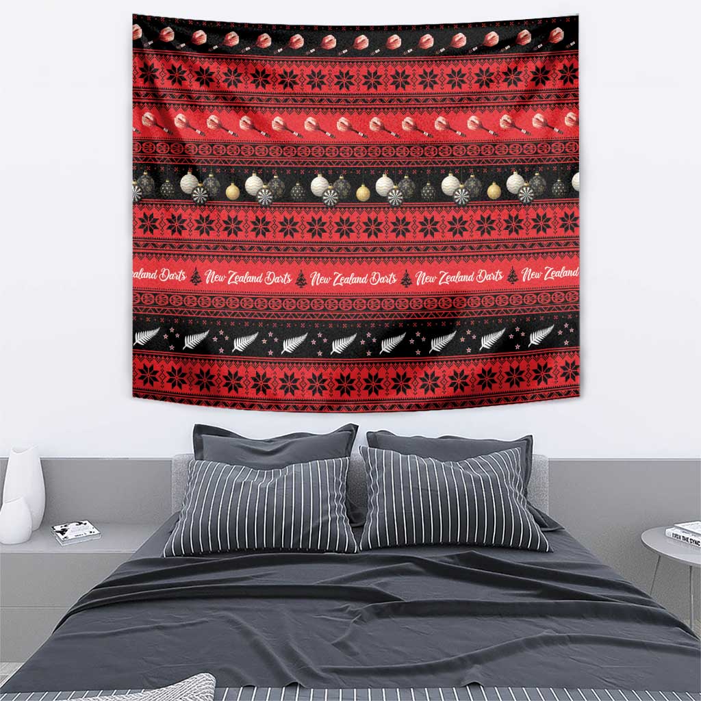 New Zealand Darts Christmas Tapestry Merry Xmas Aotearoa Maori Red - Vibe Hoodie
