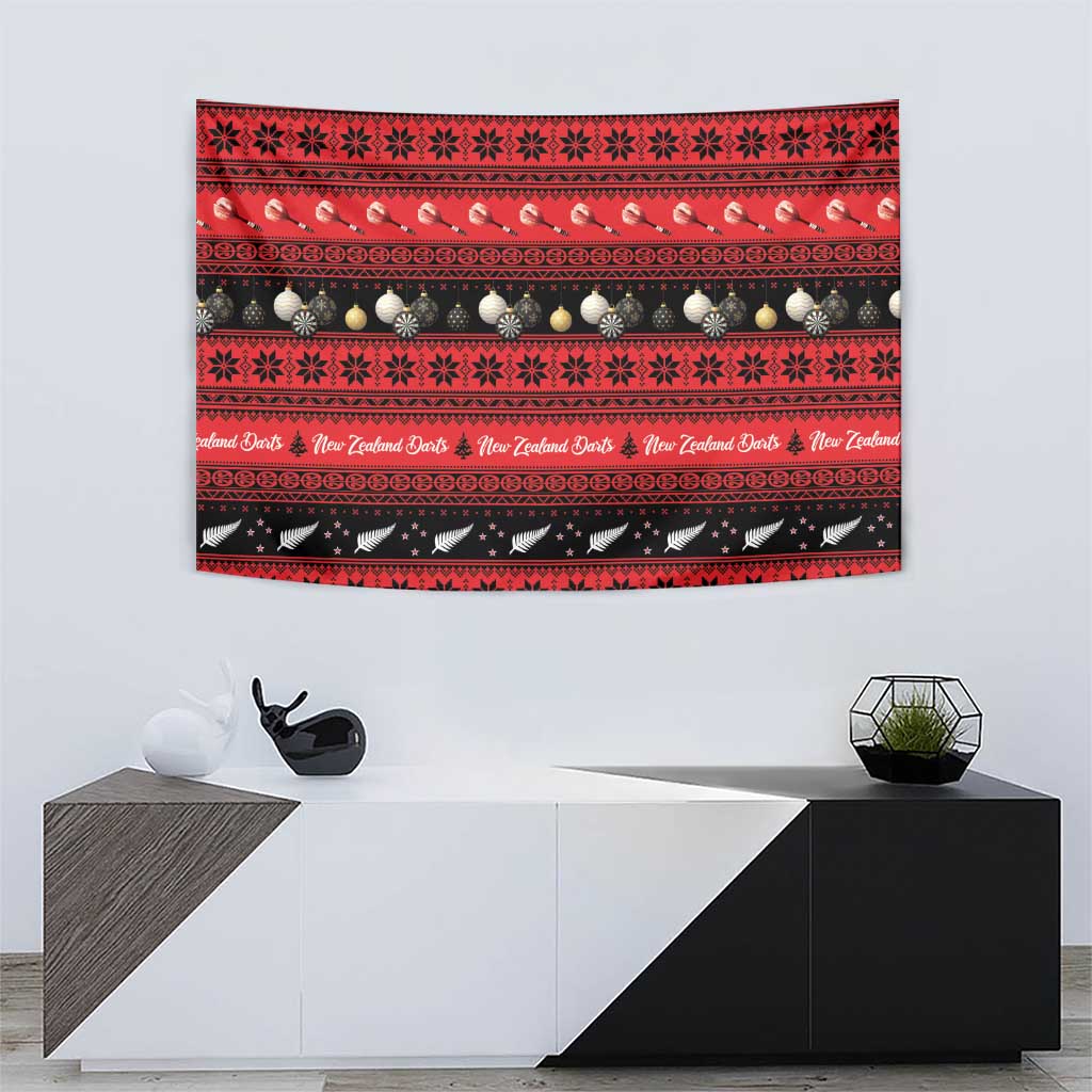 New Zealand Darts Christmas Tapestry Merry Xmas Aotearoa Maori Red - Vibe Hoodie