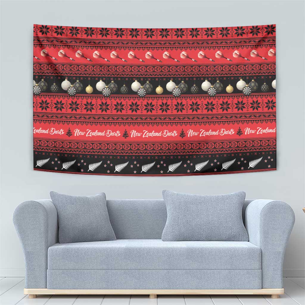 New Zealand Darts Christmas Tapestry Merry Xmas Aotearoa Maori Red - Vibe Hoodie