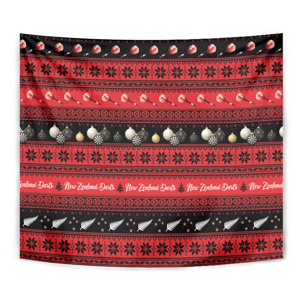 New Zealand Darts Christmas Tapestry Merry Xmas Aotearoa Maori Red - Vibe Hoodie