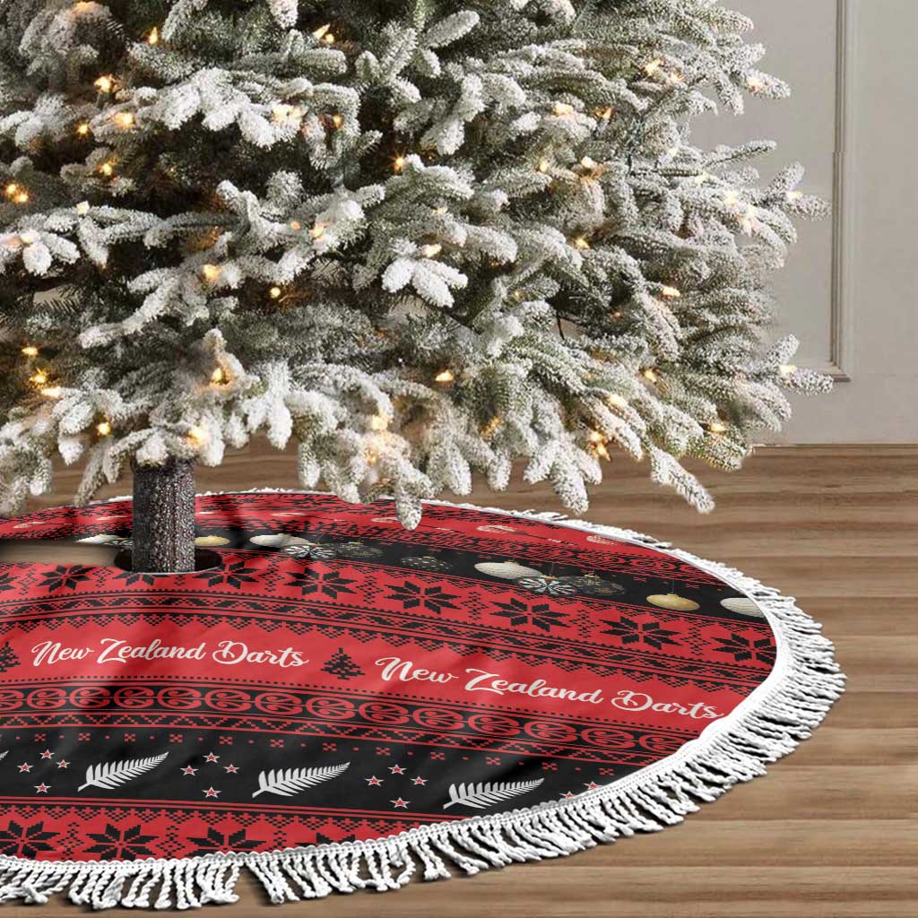 New Zealand Darts Christmas Tree Skirt Merry Xmas Aotearoa Maori Red - Vibe Hoodie