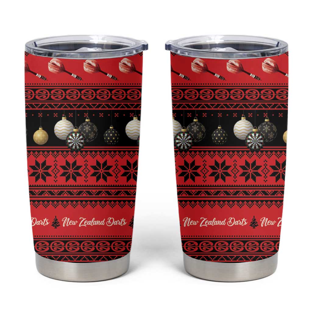 New Zealand Darts Christmas Tumbler Cup Merry Xmas Aotearoa Maori Red - Vibe Hoodie